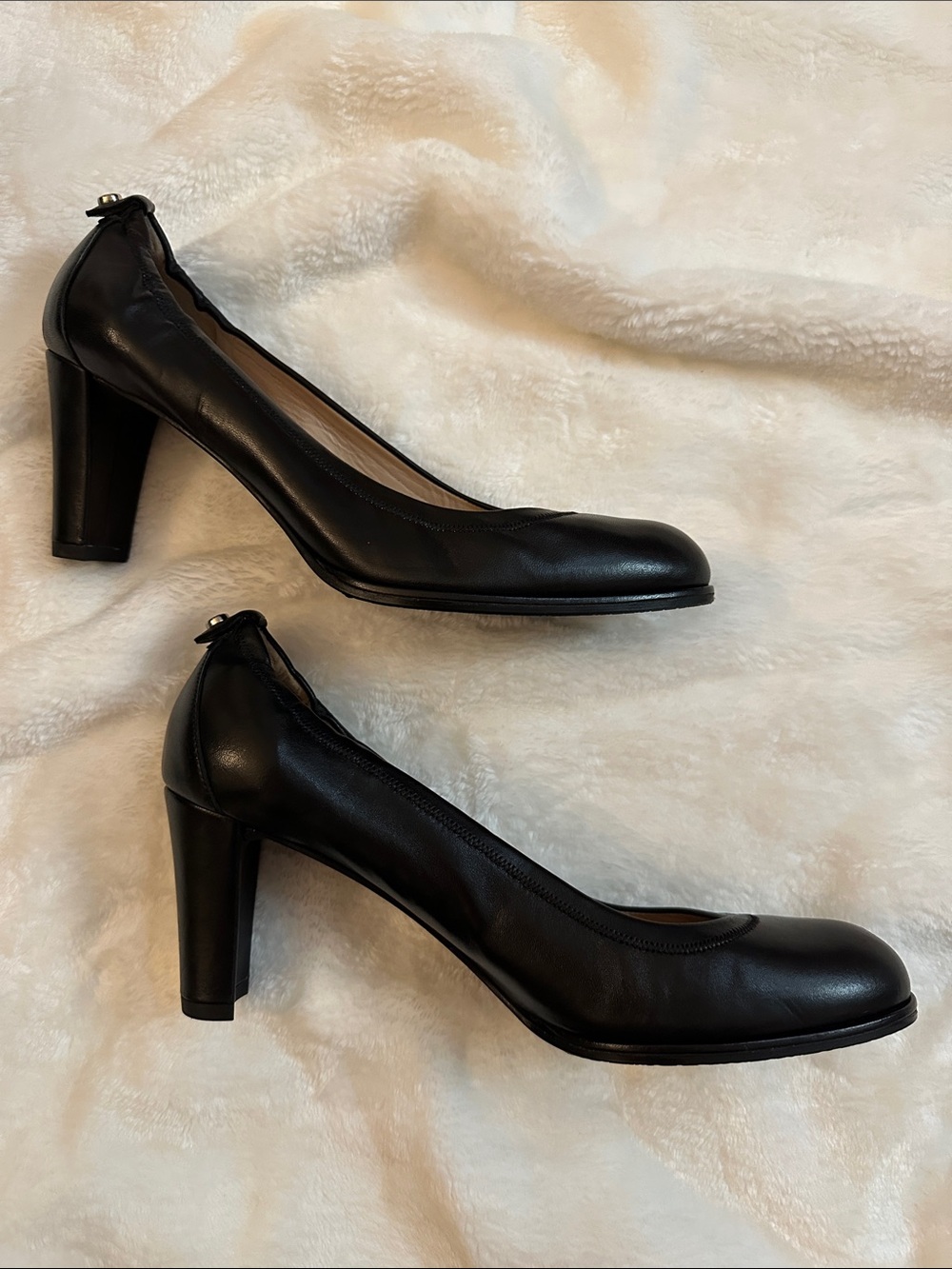STUART WEITZMAN Leather Classic Ballet Pumps Block Heel Sz9.5 Made in Spain NWOT - Picture 17 of 17
